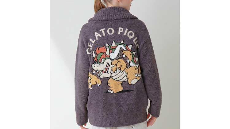 某メーカー SUPER MARIO™ Gray Dark - Cardigan Shawl Jacquard Moco Baby トップス